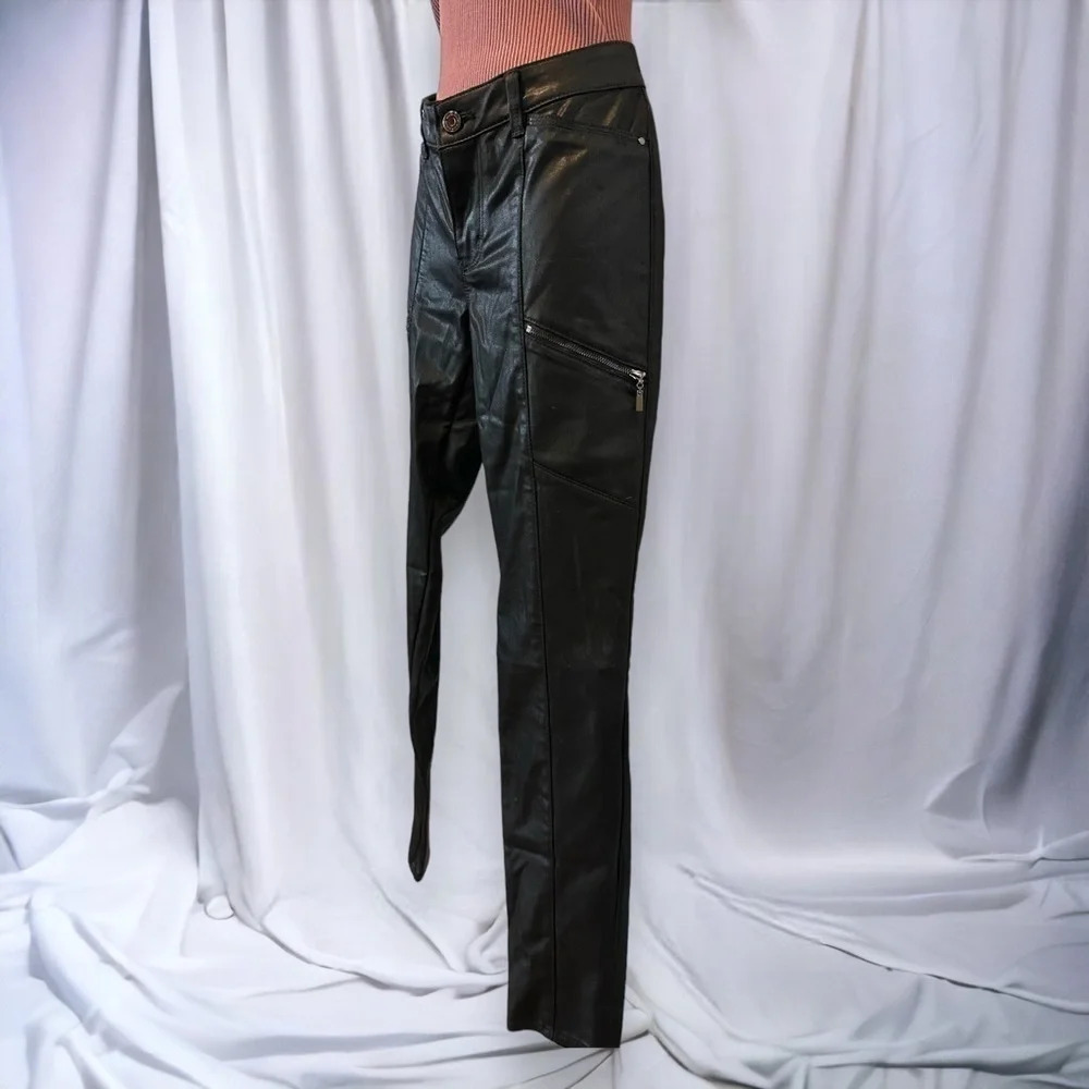 White House black market coated black moto skinny jean size 6 - Picture 4 of 10